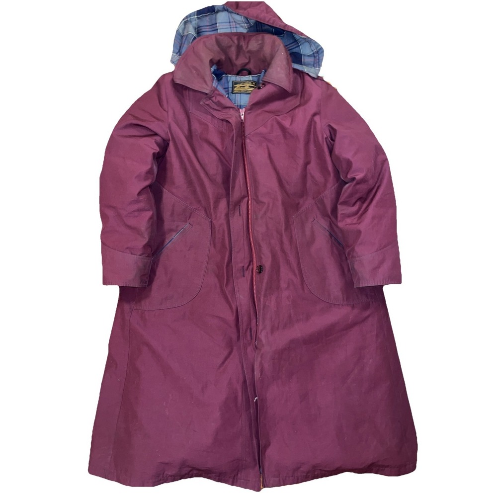 Vintage Eddie Bauer Goose down Long coat Maroon Size Medium outdoors READ